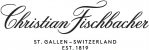 Logo von Christian Fischbacher. Weißer Untergrund mit schwarzem Schriftzug: " Christian Fischbacher ST. GALLEN - SWITZERLANG EST. 1819".