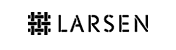 Das Logo von LARSEN. Es zeigt den Namen "LARSEN" in schwarzer, serifenloser Großschrift. Links davon steht ein grafisches Symbol in Schwarz, das ein gewebtes Gittermuster darstellt.