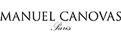 Das Logo von Manuel Canovas. Es zeigt den Namen "MANUEL CANOVAS" in schwarzer Großschrift. Darunter steht in kleinerer, geschwungener Schreibschrift der Ort "Paris".