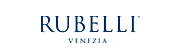 Das Logo von Rubelli. Es zeigt den Namen "RUBELLI" in dunkelblauer Großschrift, darunter in kleineren Großbuchstaben der Ort "VENEZIA".