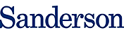 Das Logo von Sanderson. Es zeigt den Namen "Sanderson" in einer fetten, dunkelblauen, klassischen Serifenschrift.